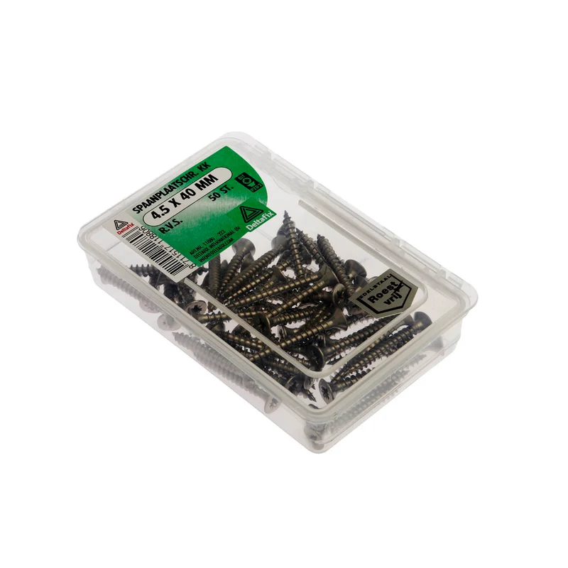 Deltafix spaanplaatschroef pozidrive platkop 4,5x40mm 50st