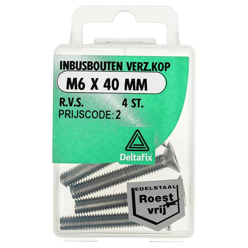 Deltafix inbusbout RVS M6x40mm 4st