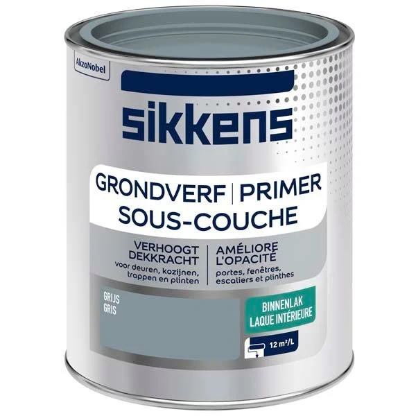 Sikkens Grondverf binnenlak mat grijs 750ml