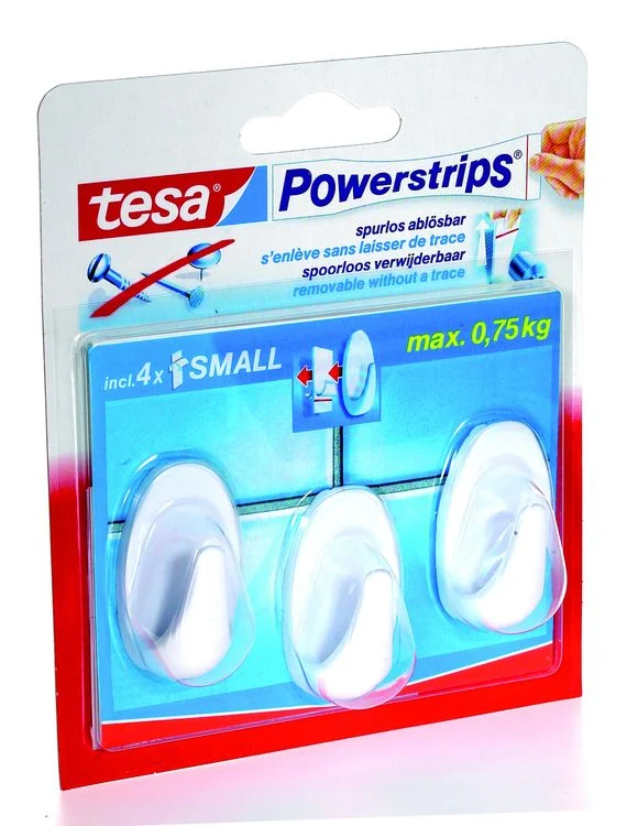Tesa Powerstrips haak small ovaal kunststof dubbel wit 3st