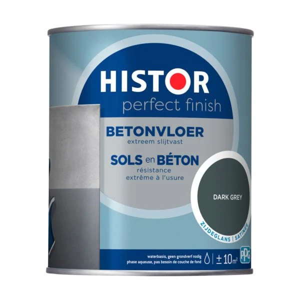Histor Perfect Finish betonvloer lak zijdeglans 7043 dark grey 750ml