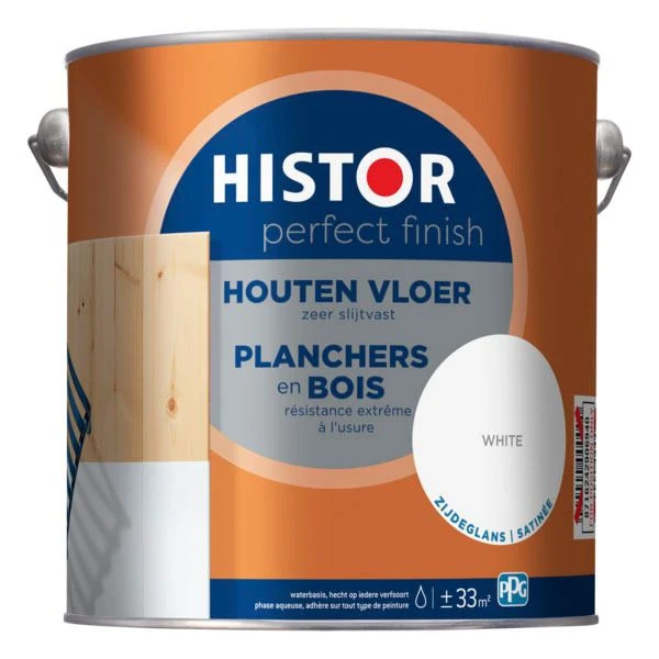 Histor Perfect Finish houten vloer lak zijdeglans 7000 white 2,5L
