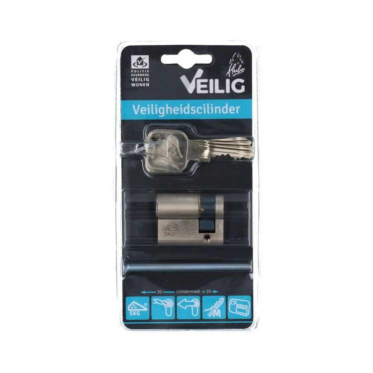 Hubo F9 veiligheidsprofielcilinder 30/10 zilver