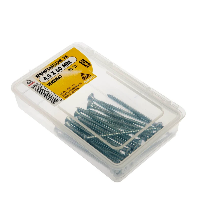 Deltafix spaanplaatschroef pozidrive platkop 4x60mm 25st