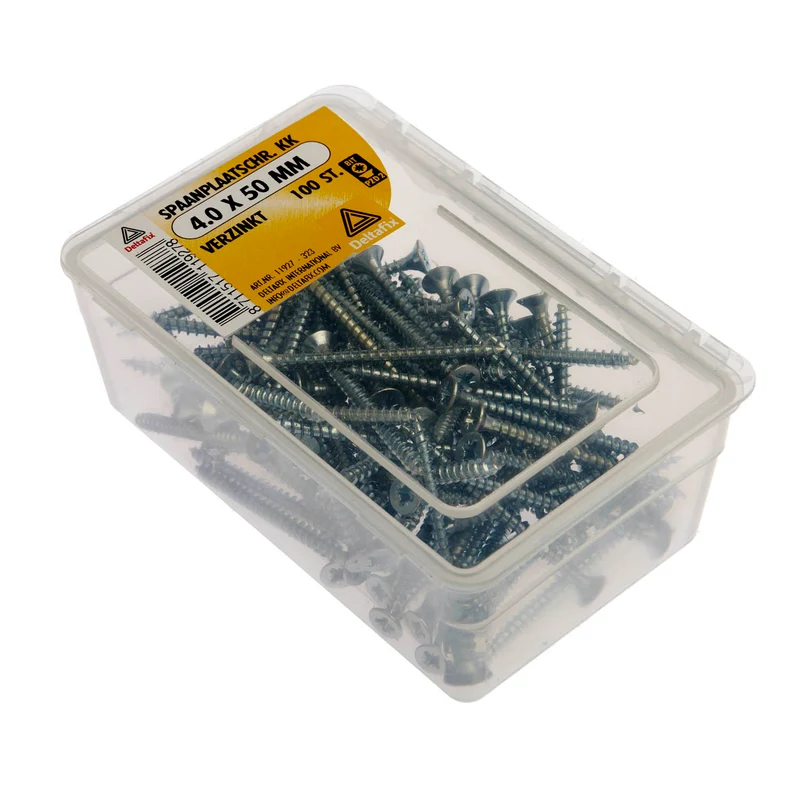 Deltafix spaanplaatschroef pozidrive platkop 4x50mm 100st