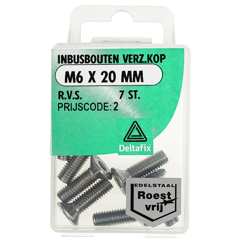 Deltafix inbusbout RVS M6x20mm 7st