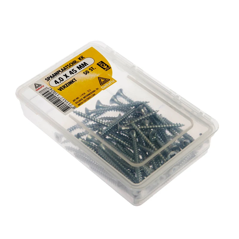 Deltafix spaanplaatschroef pozidrive platkop 4x45mm 50st