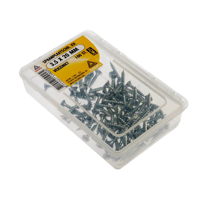 Deltafix spaanplaatschroef pozidrive platkop 3,5x20mm 100st