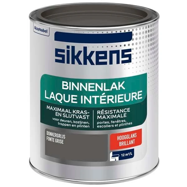 Sikkens Binnenlak hoogglans donkergrijs 750ml