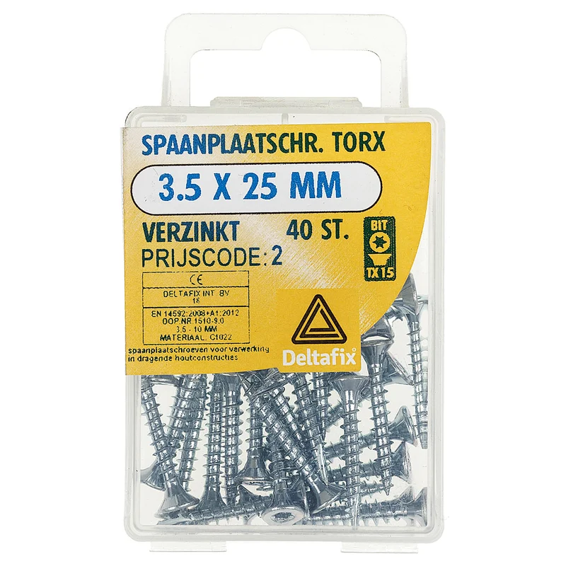 Deltafix spaanplaatschroef platkop 3,5x25mm 40st