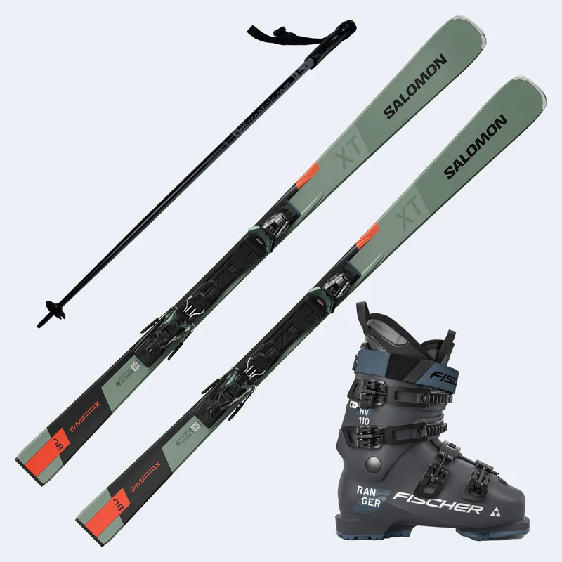 2026 Salomon S/Max 8 Skis with Fischer Ranger HV 110 HV GW Boots and Poles