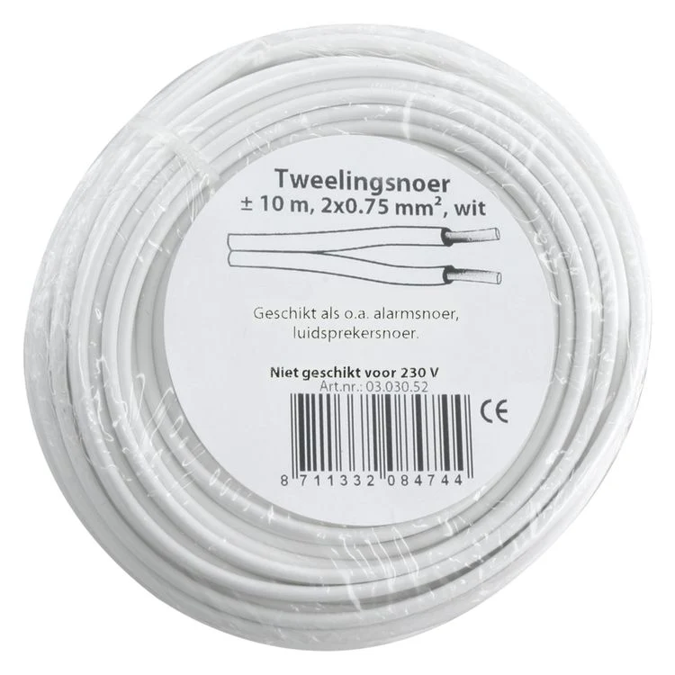 Tweelingsnoer tweeling 0,75 qm wit 10m
