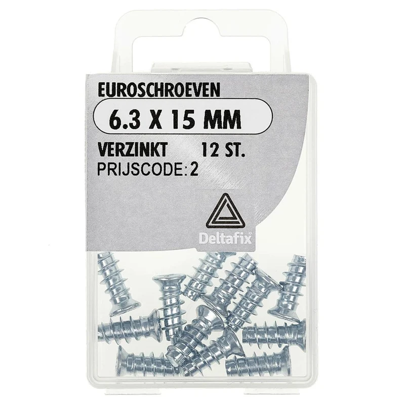 Deltafix euroschroef pozidrive verzonken kop 6,3x15mm 12st