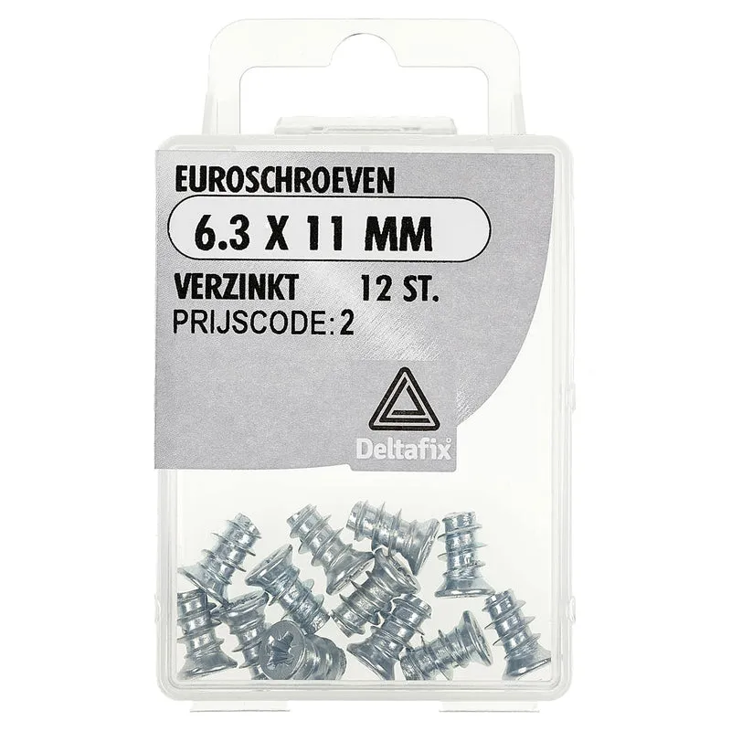 Deltafix euroschroef pozidrive verzonken kop 6,3x11mm 12st