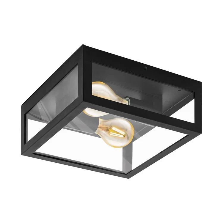 Eglo buitenlamp Alamonte 2-lichts zwart/glas