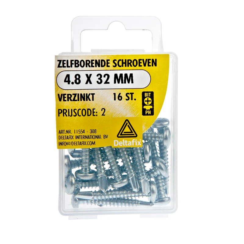Deltafix zelfborende schroef philips cilinderkop 4,8x32mm 16st
