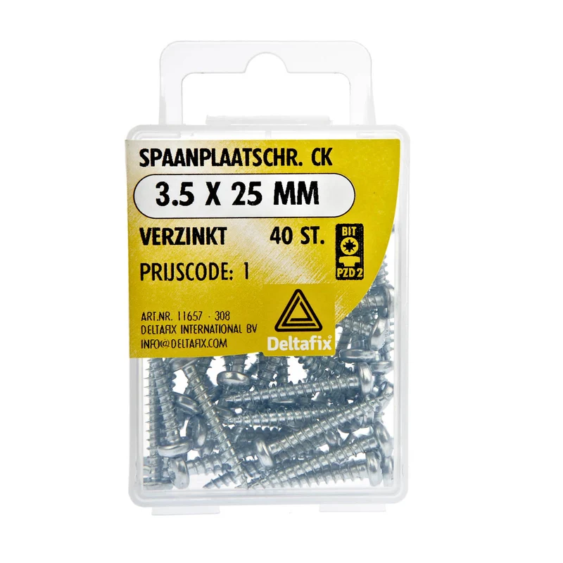 Deltafix spaanplaatschroef pozidrive cilinderkop 3,5x25mm 40st