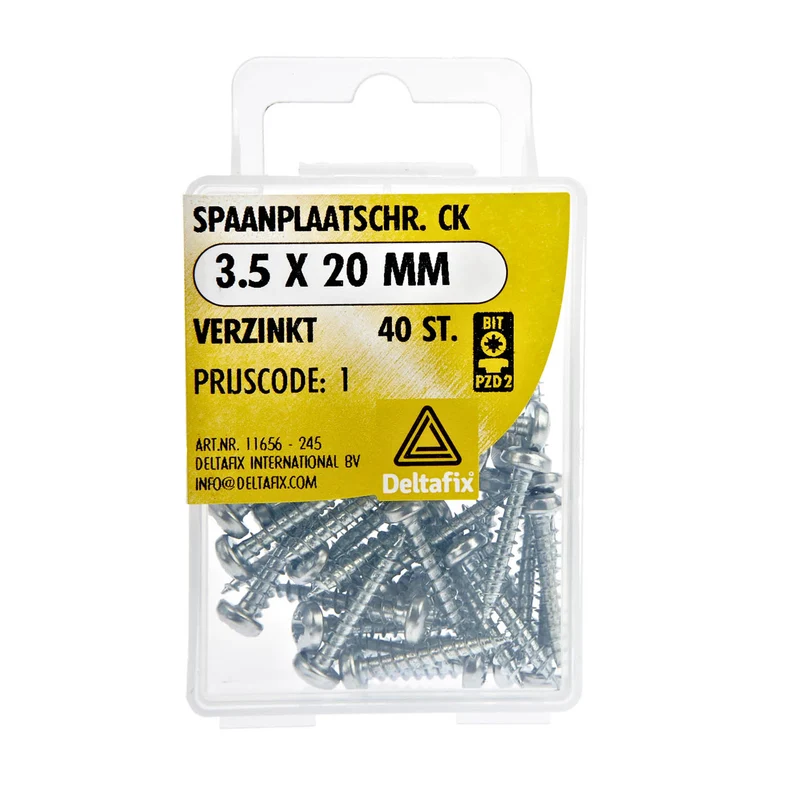 Deltafix spaanplaatschroef pozidrive cilinderkop 3,5x20mm 40st