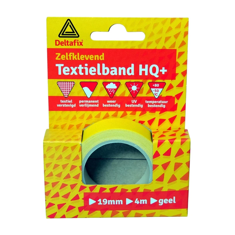 Deltafix watervaste textbamd geel 19mm 4m