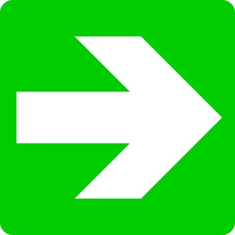 Pickup pictogram vluchtweg pijl rechts 200x200mm