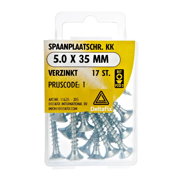 Deltafix spaanplaatschroef pozidrive platkop 5x35mm 17st