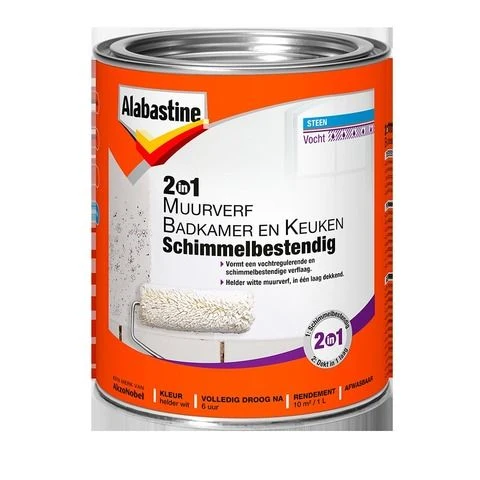 Alabastine 2in1 Muurverf lak mat helder wit 1l