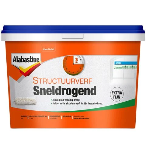 Alabastine Structuurverf sneldrogend extra fijn mat wit 5L