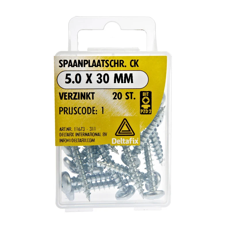 Deltafix spaanplaatschroef pozidrive cilinderkop 5x30mm 20st