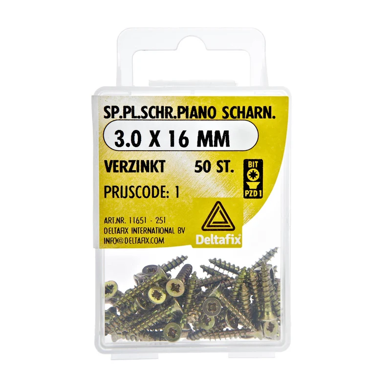 Deltafix spaanplaatschroef pozidrive platkop (klein) 3x16mm 50st