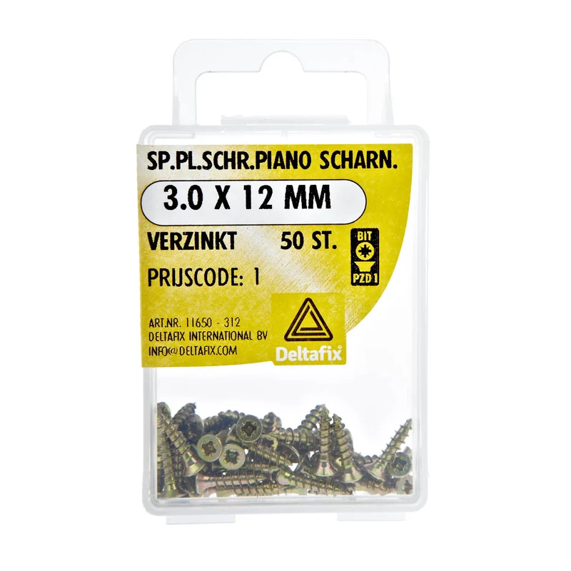 Deltafix spaanplaatschroef pozidrive platkop (klein) 3x12mm 50st