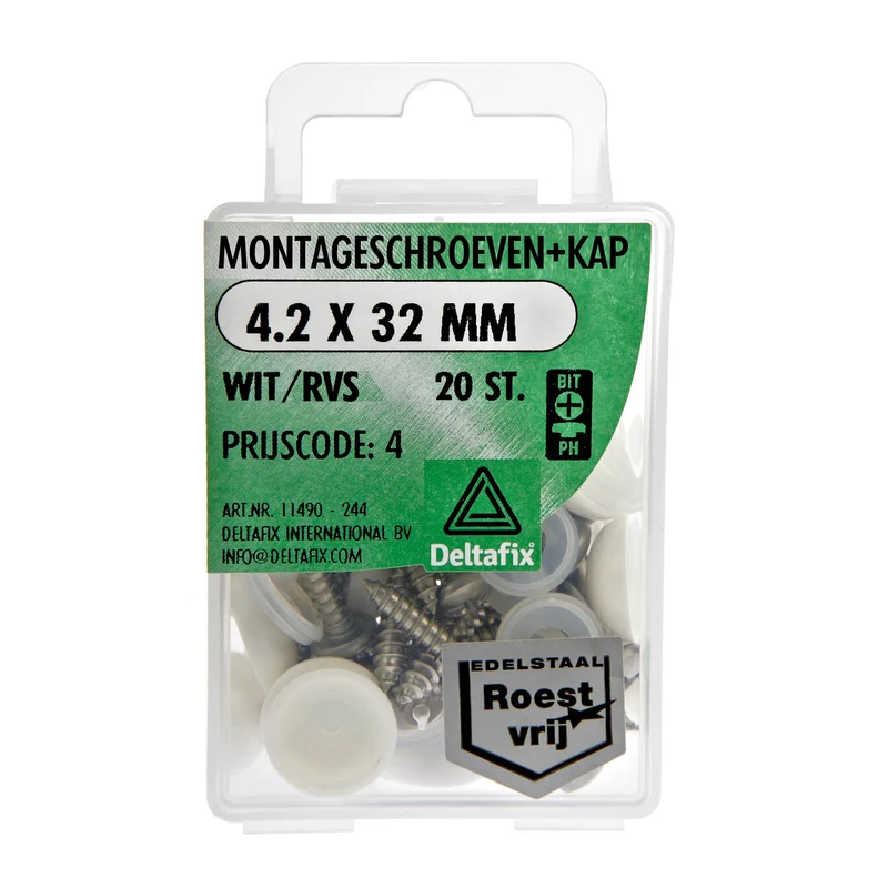 Deltafix montageschroef philips cilinderkop afdekkap 4,2x32mm 20st