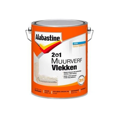 Alabastine 2in1 Vlekken Muurverf lak mat wit 5L