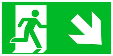 Pickup pictogram vluchtweg trap af rechts 300x150mm