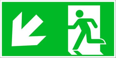 Pickup pictogram vluchtweg trap af links 300x150mm
