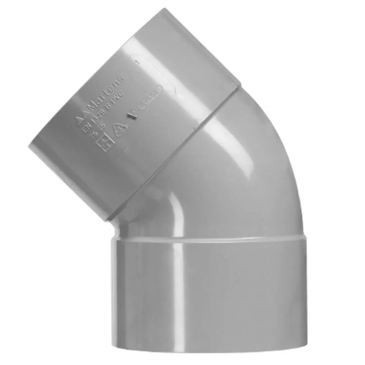 Bocht 45º 2xlijmmof PVC 40mm