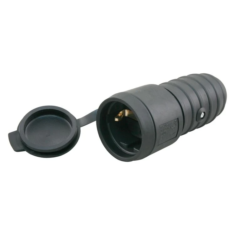 Contrastekker met randaarde 16A zwart rubber