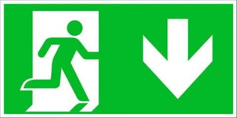 Pickup pictogram vluchtweg naar beneden 300x150mm