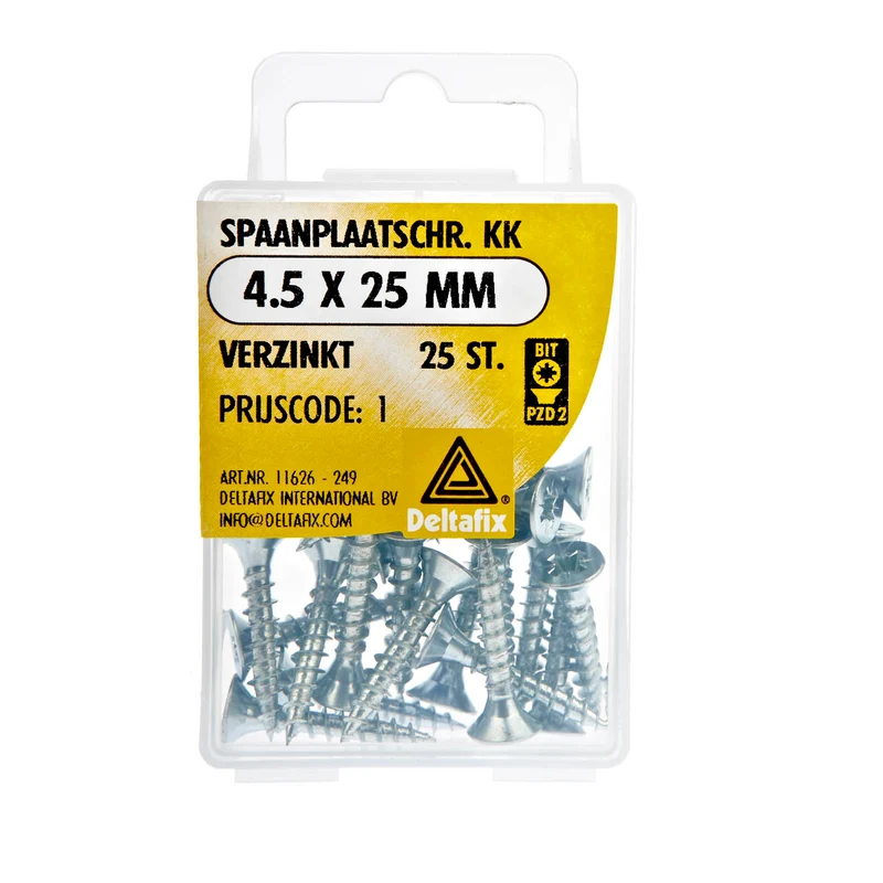 Deltafix spaanplaatschroef pozidrive platkop 4,5x25mm 25st