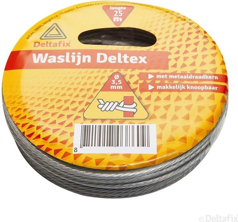Deltafix Deltex waslijndraad staal, ommanteld pvc 25m