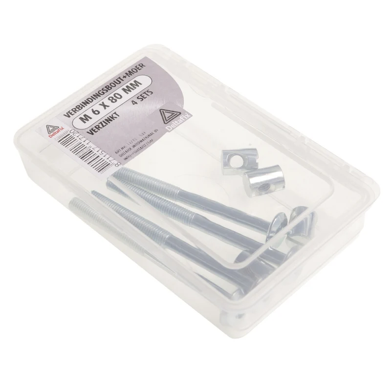 Deltafix koppelbout verzinkt staal 6x80mm 4 sets