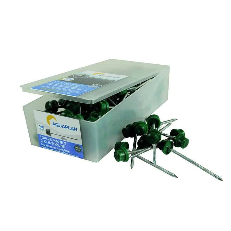Aquaplan golfplaatnagels plat metaal groen 65mm 500gr 100st