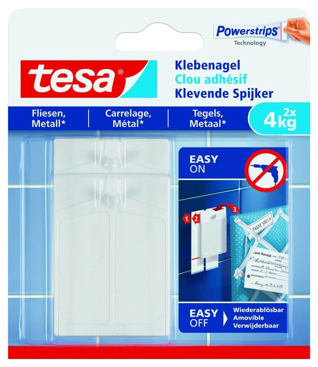 Tesa Powerstrips klevende spijker rechthoek kunststof wit 2st