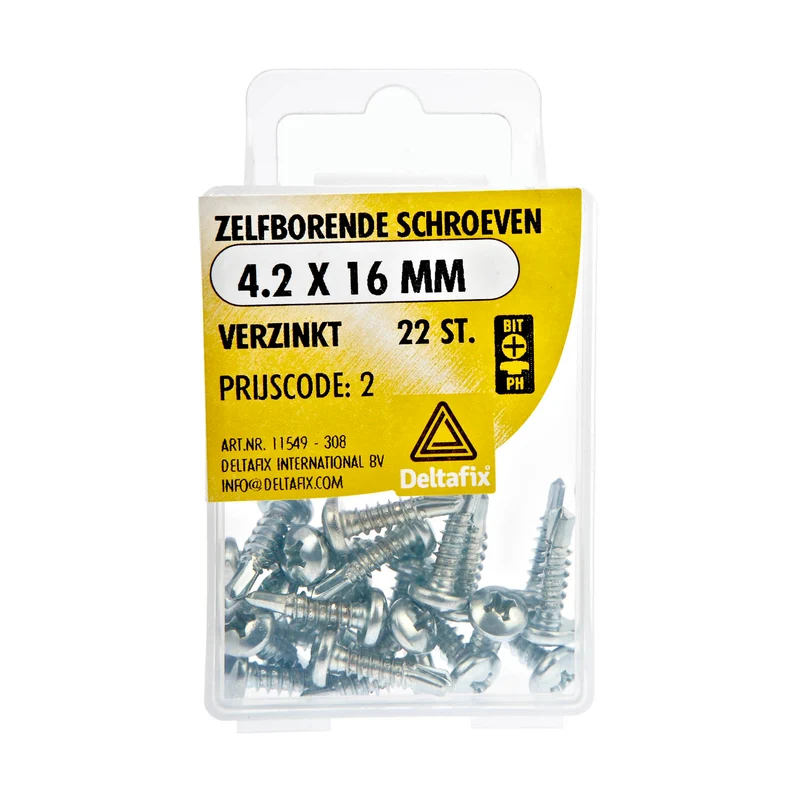 Deltafix zelfborende schroef philips cilinderkop 4,2x16mm 22st